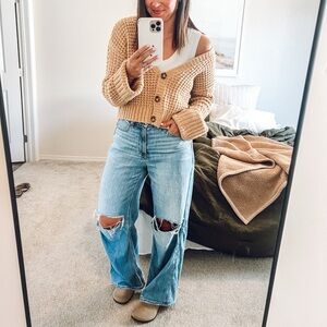 American Eagle Outfitters Light Blue Distressed Flare Jeans